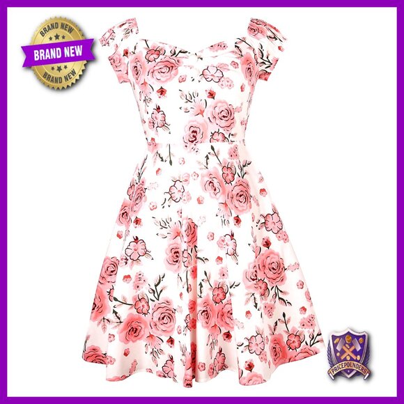 Retro Swing Dress Vintage 1950s Pinup Rockabilly Cocktail Party Cotton